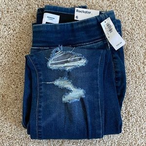 Mid-Rise Distressed Rockstar Jeggings for Women